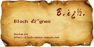 Bloch Ágnes névjegykártya